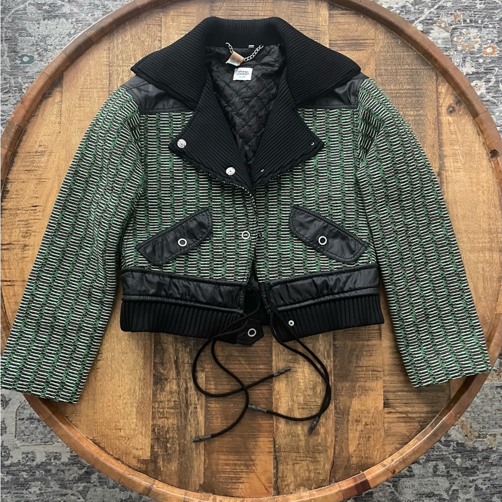 Opening Ceremony Black and Green Bomber Jacket